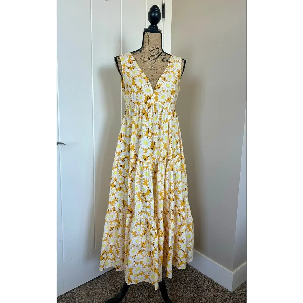 Kate Spade New York Daisy Poplin Vineyard Yellow Midi Dress Size 6
